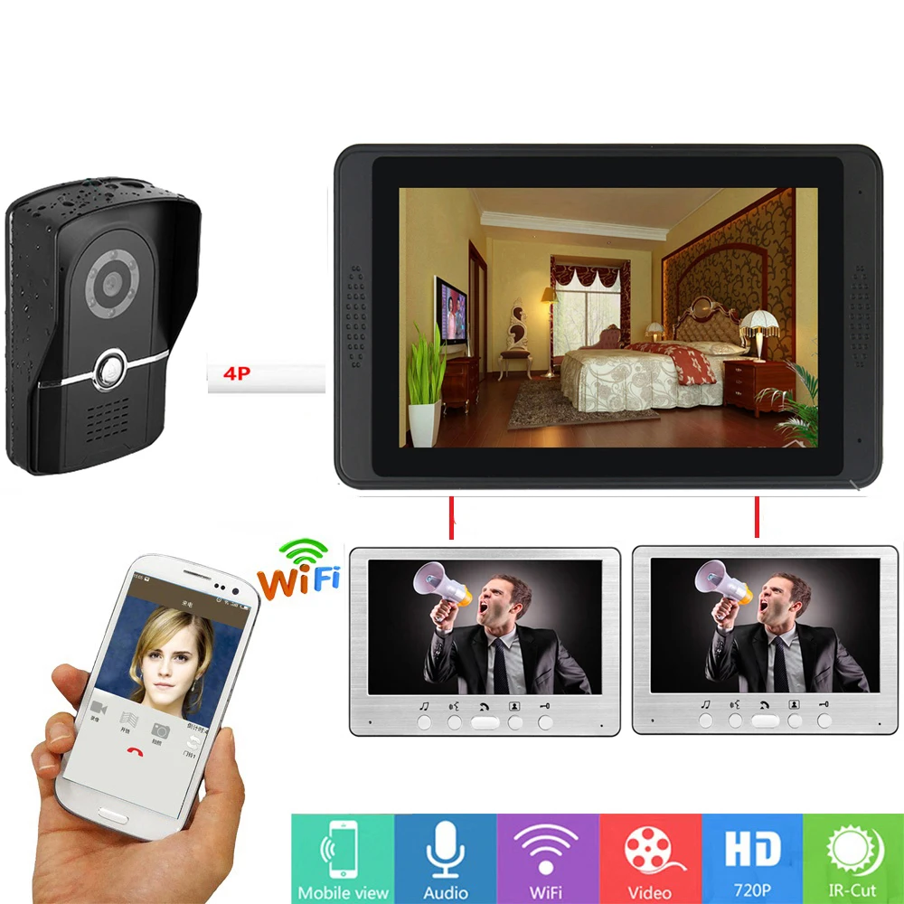 APP Remote Unlock Video Intercom 7Inch Monitor Wifi Wireless Video Intercom Door Phone Doorbell SD Recording System For Security
APP Remote Unlock Video Intercom 7Inch Monitor Wifi Wireless Video Intercom Door Phone Doorbell SD Recording System For Security