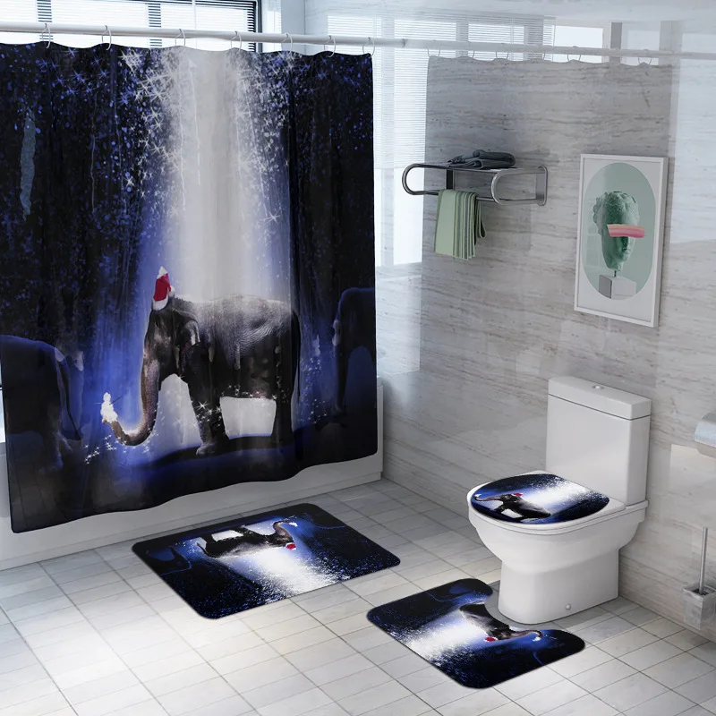 Waterproof Shower Curtain Christmas Elephant In The Forest Print Bathroom Set Non-slip Bath Mats Pedestal Rug Toilet Seat Cover
Waterproof Shower Curtain Christmas Elephant In The Forest Print Bathroom Set Non-slip Bath Mats Pedestal Rug Toilet Seat Cover
