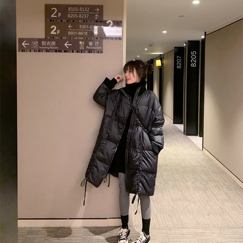 Down Jacket Women 2020 New - Style Black Long - Style Thickened Loose Drawstring Over - The - Knee Black Women Coat
Down Jacket Women 2020 New - Style Black Long - Style Thickened Loose Drawstring Over - The - Knee Black Women Coat