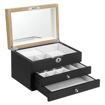 3-Tier Jewelry Box, Wooden Jewelry Organizer, Jewelry Storage with Drawers, Velvet Lining, Engineered Wood, for Rings, Earrings,
3-Tier Jewelry Box, Wooden Jewelry Organizer, Jewelry Storage with Drawers, Velvet Lining, Engineered Wood, for Rings, Earrings,
