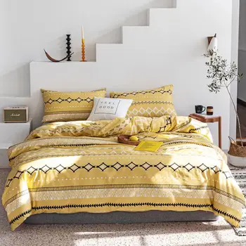 Yellow Color Bedding Set Cotton Black Color Striped Duvet Cover Sets With Pillowcase Bohemian Bed Cover Sets Cotton Bedclothes 
Yellow Color Bedding Set Cotton Black Color Striped Duvet Cover Sets With Pillowcase Bohemian Bed Cover Sets Cotton Bedclothes