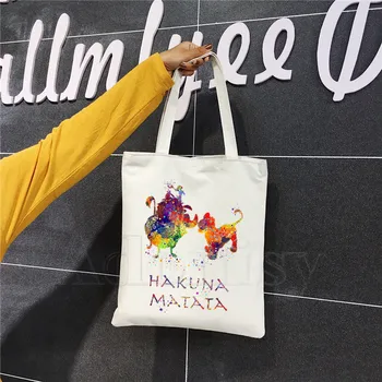 

Hakuna Matata Women Female Foldable Canvas Shoulder Bag Canvas Tote Eco Shopping Bag Canvas Tote Bag Casual HandBag Daily Use