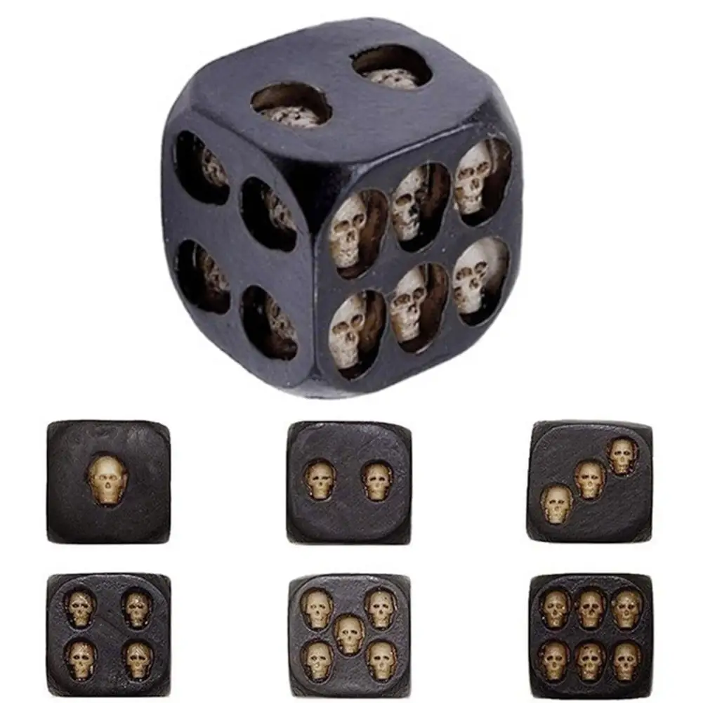 

5Pcs Resin Round Corner Resin Skull Square Board Game Polyhedral Dice Party Props Gift New gift for children