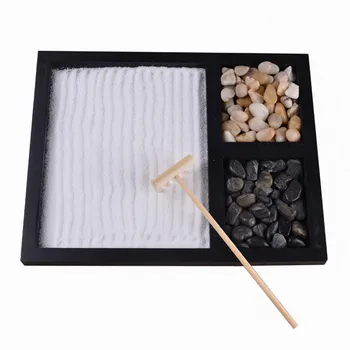 Office Desktop Zen Garden Sand Tray Natural Stones Wood Rake Meditation Craft Home Decorative Micro Landscape Plate Kids Gift
Office Desktop Zen Garden Sand Tray Natural Stones Wood Rake Meditation Craft Home Decorative Micro Landscape Plate Kids Gift