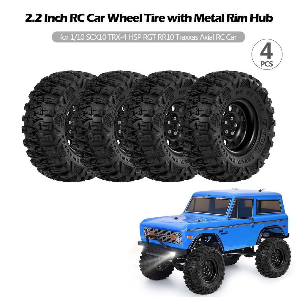 4pcs 2.2 Inch RC Car Wheel Tire with Metal Rim Hub for 1/10 SCX10 TRX-4 HSP RGT RR10 Traxxas Axial RC Car Accessories
4pcs 2.2 Inch RC Car Wheel Tire with Metal Rim Hub for 1/10 SCX10 TRX-4 HSP RGT RR10 Traxxas Axial RC Car Accessories