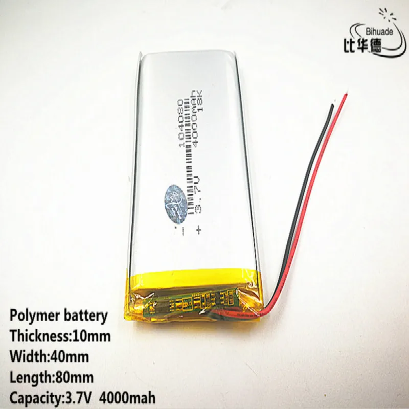 

10pcs/lot Good Qulity 3.7V,4000mAH,104080 Polymer lithium ion / Li-ion battery for TOY,POWER BANK,GPS,mp3,mp4