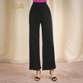 VOA ink black silk woven elastic force loose waist soft comfortable loose thin pocket pants home travel essential K1089
VOA ink black silk woven elastic force loose waist soft comfortable loose thin pocket pants home travel essential K1089