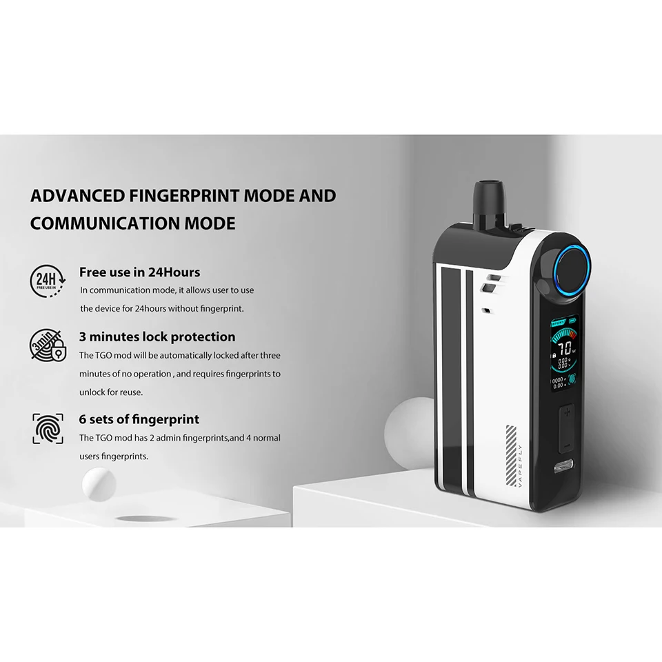 Original Vapefly TGO 70W Pod Mod Kit 0.3ohm 0.6ohm Mesh Coil 2300mAh builtin Battery 4.5ml Cartridge 0.96inch TFT Screen E-Cig (2)
