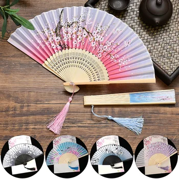 Vintage Silk Fan Chinese Japanese Style Folding Fan Home Decoration Ornaments Pattern Art Craft Gift Wedding Dance Hand Fan 
Vintage Silk Fan Chinese Japanese Style Folding Fan Home Decoration Ornaments Pattern Art Craft Gift Wedding Dance Hand Fan