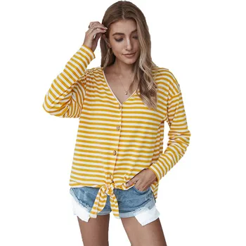 Casual Cropped Cardigan Knitted V-neck Sweater 2020 Autumn Thin Long Sleeve Vintage Stripe Tie A Bow Below Knitted Coat Sweater
Casual Cropped Cardigan Knitted V-neck Sweater 2020 Autumn Thin Long Sleeve Vintage Stripe Tie A Bow Below Knitted Coat Sweater