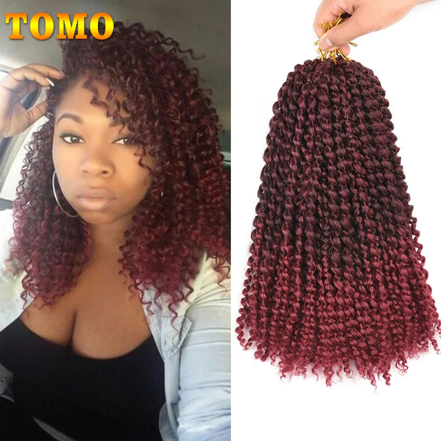 

TOMO Passion Twist Crochet Braids Ombre Water Wave Synthetic Braiding Hair Short Marlybob Crochet Braids Hair Extensions 12inch