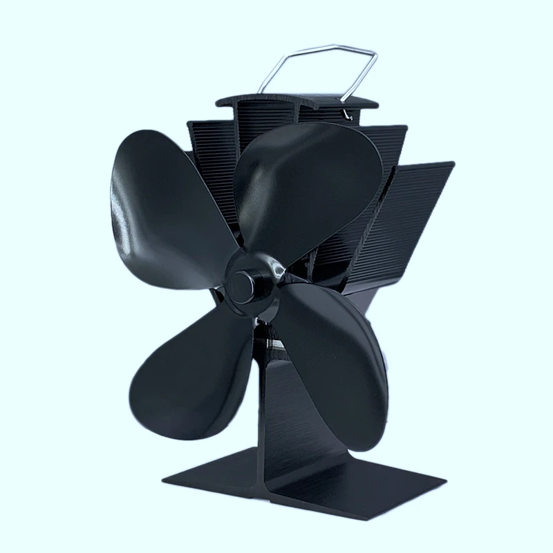 

Fireplace 4 Blade Heat Powered Stove Fan Log Wood Burner Eco Friendly Quiet Fan Home Efficient Heat Distribution,Black