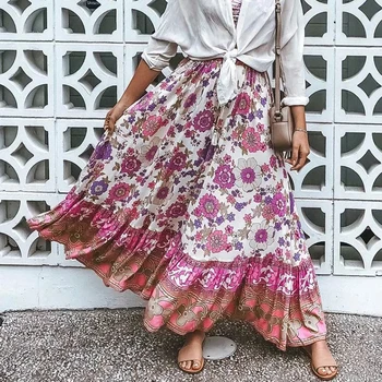 Foridol Bohemian Floral Print Beach Skirt Women 2020 Summer Lace Up Long Skirt Casual A-line Flower Skirts Pink Faldas Mujer 
Foridol Bohemian Floral Print Beach Skirt Women 2020 Summer Lace Up Long Skirt Casual A-line Flower Skirts Pink Faldas Mujer
