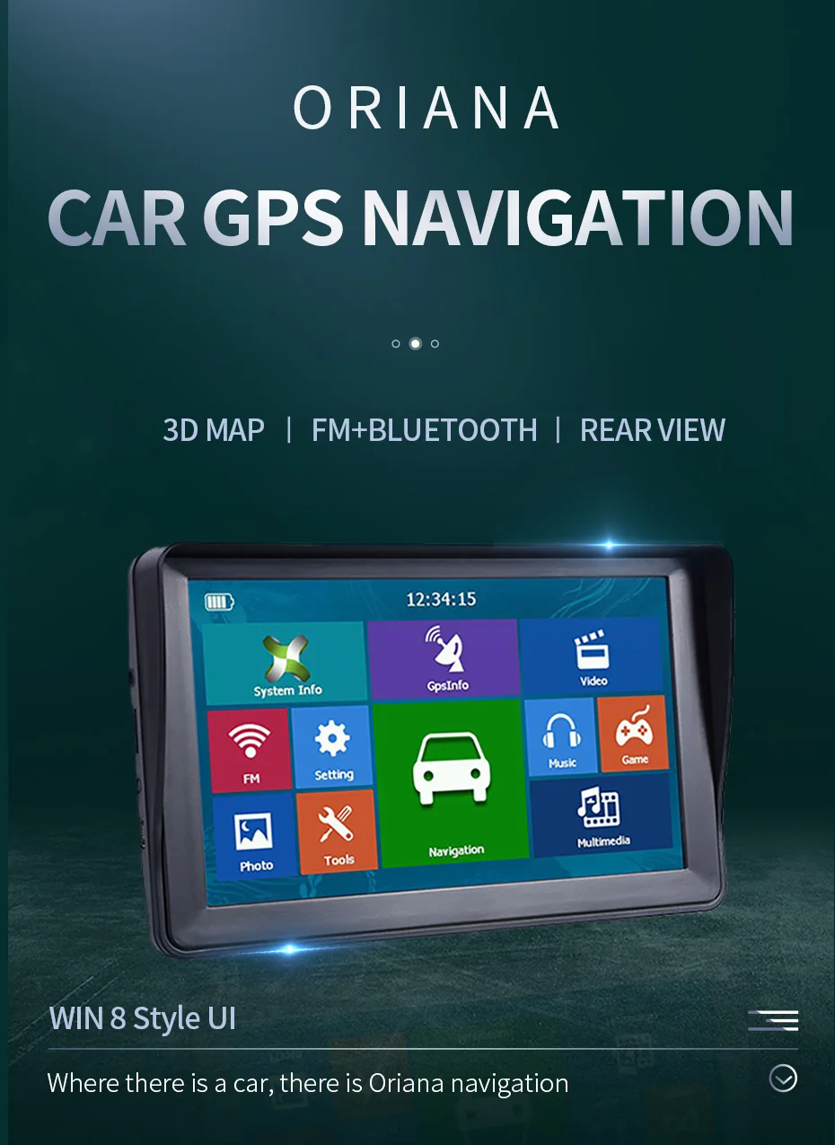 

Oriana 7"HD Car GPS Navigation 8G128MB 800*480 Resolution Touch Screen Bluetooth AVIN Navitel latest Europe Map Truck Navigator