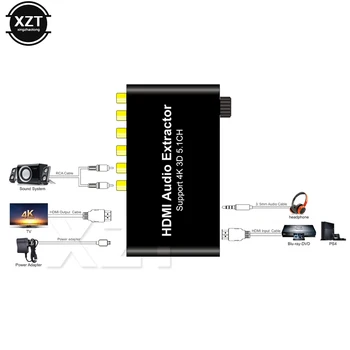 Support 4K 3D 5.1CH HDMI Audio Extractor Decode Coaxial to RCA AC3/DST to 5.1 Amplifier Analog Converter For PS4
Support 4K 3D 5.1CH HDMI Audio Extractor Decode Coaxial to RCA AC3/DST to 5.1 Amplifier Analog Converter For PS4