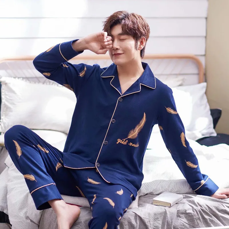 2020 New Sleep Set Long Sleeve Pyjamas Men Sleepwear Cotton Casual 2PCS Pajamas Suit Nightwear Loose Casual Autunmn Home Clothes
2020 New Sleep Set Long Sleeve Pyjamas Men Sleepwear Cotton Casual 2PCS Pajamas Suit Nightwear Loose Casual Autunmn Home Clothes