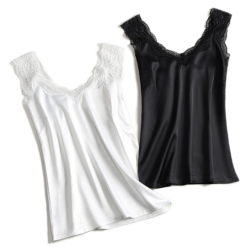 2020 Women's Summer Tops Blusa Satin White V Neck Halter Shirt Plus Size Sleeveless Lace Tank Tops Casual Women Silk Top 4XL
2020 Women's Summer Tops Blusa Satin White V Neck Halter Shirt Plus Size Sleeveless Lace Tank Tops Casual Women Silk Top 4XL