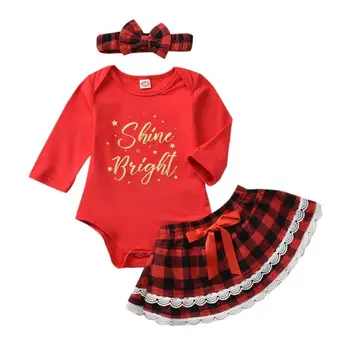 Newborn Baby Girls Christmas Outfits Clothes Set Cute Letter Printed Romper+Plaid Skirts+Headband 3PCS Toddler Kids Costumes
Newborn Baby Girls Christmas Outfits Clothes Set Cute Letter Printed Romper+Plaid Skirts+Headband 3PCS Toddler Kids Costumes