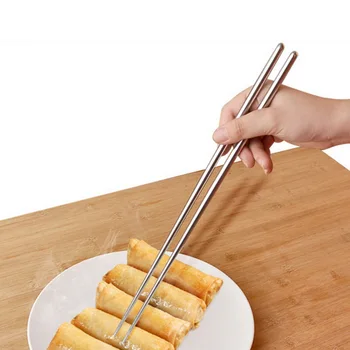 

Lengthen Chopsticks Stainless Steel Japanese Sushi Sticks Chinese Chopsticks Reusable Korean Hot Pot Noodles Frying Tableware