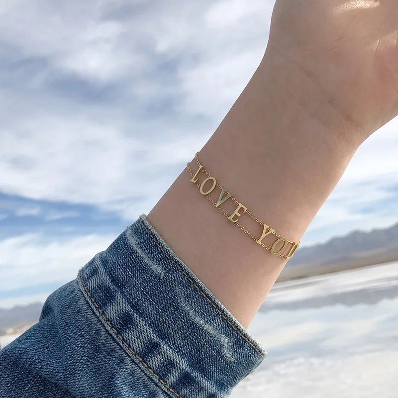 Amaiyllis Double Row Chain Letter LOVE YOU Bracelet Bangle Hollow Bracelet 14k Gold Valentine Couple Gift Jewelry
Amaiyllis Double Row Chain Letter LOVE YOU Bracelet Bangle Hollow Bracelet 14k Gold Valentine Couple Gift Jewelry