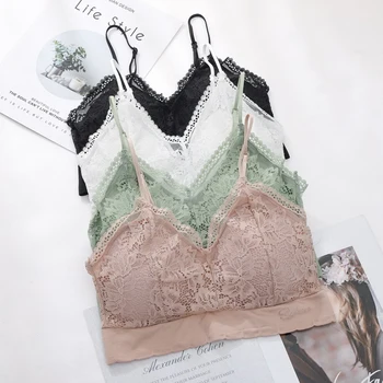 Lace Ladies Padded Underwear Bras Women Adjustable Thin Straps Fashion Comfortable Bra For Sleeping Wearing Sujetador Mujer 
Lace Ladies Padded Underwear Bras Women Adjustable Thin Straps Fashion Comfortable Bra For Sleeping Wearing Sujetador Mujer