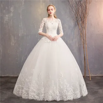 하프 슬리브 웨딩 드레스, 2023 년 새로운 럭셔리 레이스 자수 볼 가운 웨딩 드레스, 맞춤 제작 가능, Vestido De Noiva