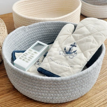 Hand-woven Basket Round High Capacity Knitting Cotton Hamper Office Organizer for Bedside Tabletop Snacks Sundries Key Cosmetics
Hand-woven Basket Round High Capacity Knitting Cotton Hamper Office Organizer for Bedside Tabletop Snacks Sundries Key Cosmetics