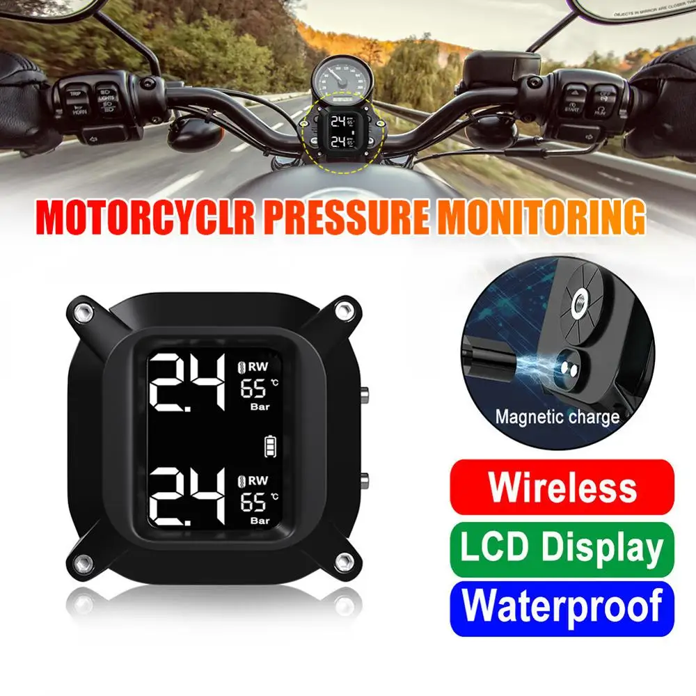 Motorcycle TPMS Tire Pressure Monitor Systems Wireless LCD Display Real Time +2PCS Sensors
Motorcycle TPMS Tire Pressure Monitor Systems Wireless LCD Display Real Time +2PCS Sensors