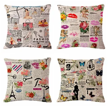 Vintage style decorative throw pillowcase newspaper cotton linen retro cushion cover for sofa home decor almofadas 45x45cm 
Vintage style decorative throw pillowcase newspaper cotton linen retro cushion cover for sofa home decor almofadas 45x45cm