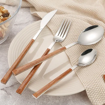 24Pcs Stainless Steel Tableware Set Glossy Wood Dinnerware Sets Western Food Knife Fork Teaspoon Cutleries Kitchen Tools
24Pcs Stainless Steel Tableware Set Glossy Wood Dinnerware Sets Western Food Knife Fork Teaspoon Cutleries Kitchen Tools