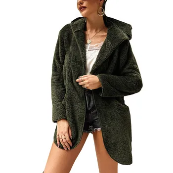 Women Outwear Tops Solid Color Plush Hooded Cardigan Casual Long Loose Warm Sweater Coat Long-sleeved Outwear Tops
Women Outwear Tops Solid Color Plush Hooded Cardigan Casual Long Loose Warm Sweater Coat Long-sleeved Outwear Tops
