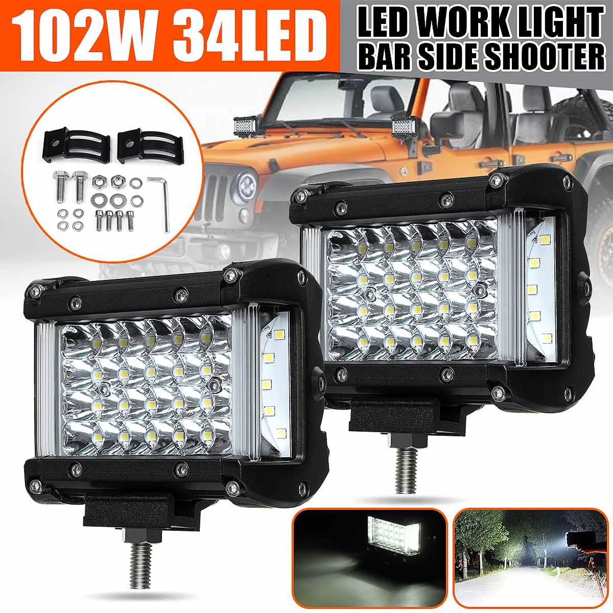 2X 12V 24V 4.2" 102W 34 LED Bar Spot Flood Light Bar Work Light White for Offroad Car 4WD Truck Tractor Boat Trailer 4x4 SUV ATV
2X 12V 24V 4.2" 102W 34 LED Bar Spot Flood Light Bar Work Light White for Offroad Car 4WD Truck Tractor Boat Trailer 4x4 SUV ATV