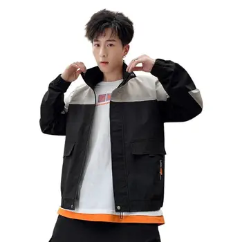 Fashion Spring Button Jackets Men Pocket Splicing Color Stand Collar Coats
Fashion Spring Button Jackets Men Pocket Splicing Color Stand Collar Coats
