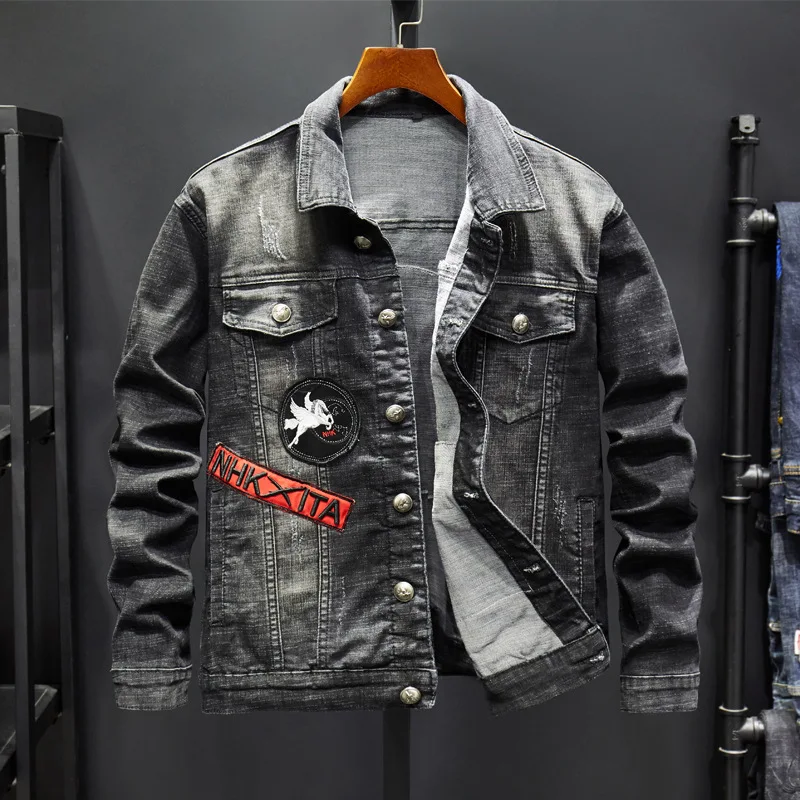 Spring Autumn Men Hip Hop Slim Fit Design Demin Jacket Mens Casual Patch Streetwear Coat Thin Jeans Ourwear Clothing
Spring Autumn Men Hip Hop Slim Fit Design Demin Jacket Mens Casual Patch Streetwear Coat Thin Jeans Ourwear Clothing