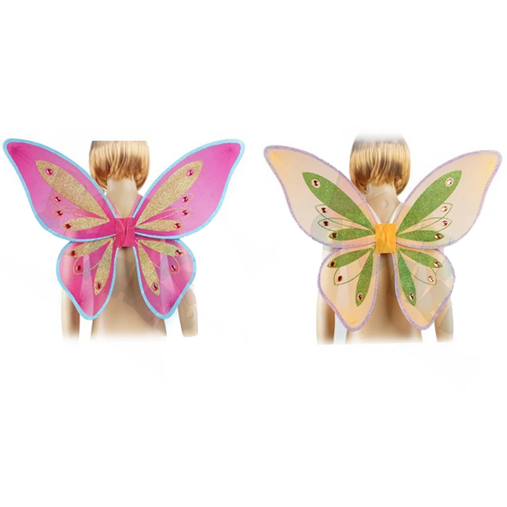 2pcs Lovely Princess Butterfly Fairy Wings Fancy Dress Up Angel Wings Ladies Girls Child Birthday Party Accessories Dance Props 2pcs Lovely Princess Butterfly Fairy Wings Fancy Dress Up Angel Wings Ladies Girls Child Birthday Party Accessories Dance Props
