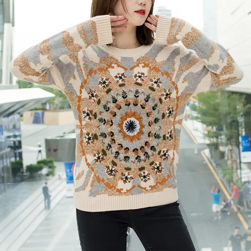 Embroidery Runway Sweater 2019 Fall Winter Camouflage Snows Embroidery Sweater Khaki Casual Loose Pullover Knitted Jumper P-012
Embroidery Runway Sweater 2019 Fall Winter Camouflage Snows Embroidery Sweater Khaki Casual Loose Pullover Knitted Jumper P-012