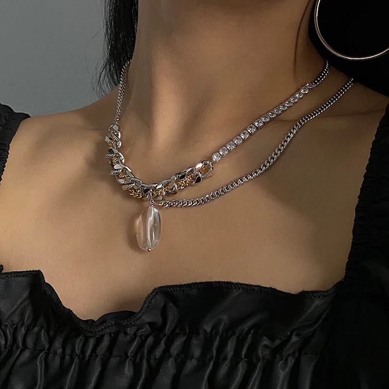 New Goth Punk Transparent Water Drop Pendant Necklace For Women Korean Fashion Multi-layer Chains Choker Necklace Jewelry
New Goth Punk Transparent Water Drop Pendant Necklace For Women Korean Fashion Multi-layer Chains Choker Necklace Jewelry
