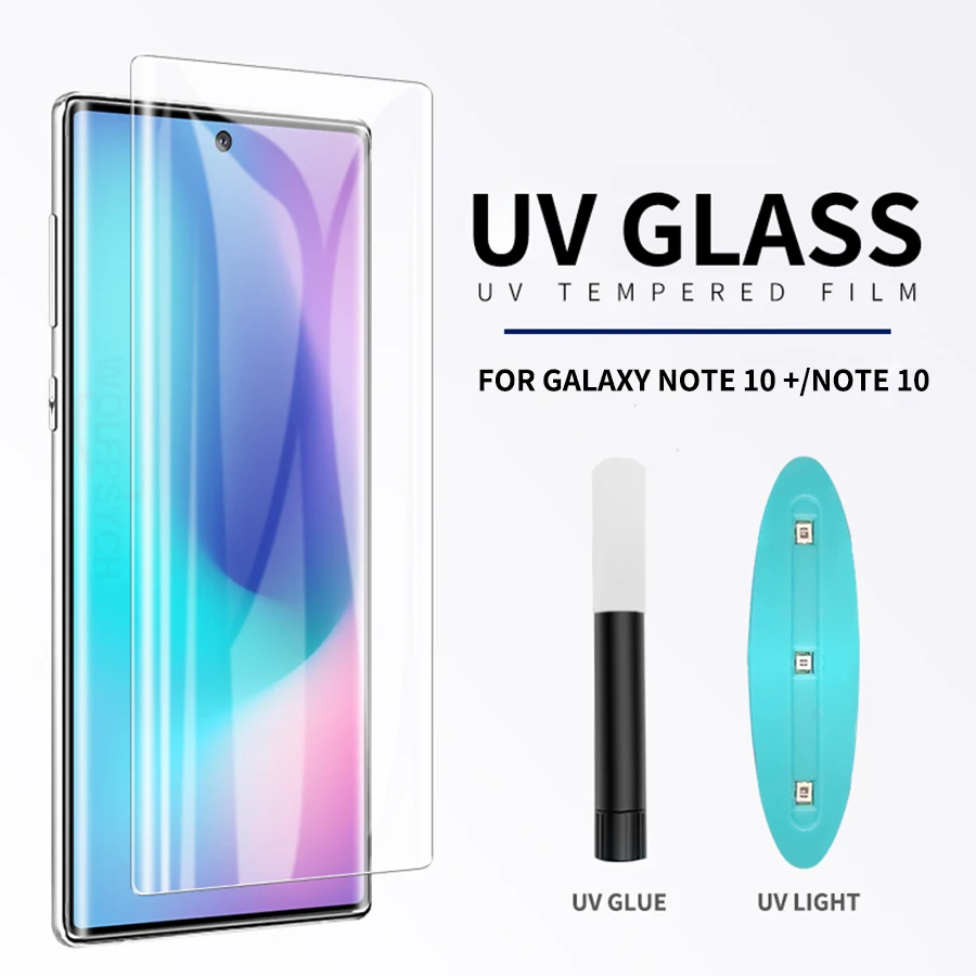 

6D UV Liquid Curved Full Glue Tempered Glass For Samsung Galaxy Note 10 Plus S10 S8 S9 Plus Note 8 9 S10E Screen Protector Film