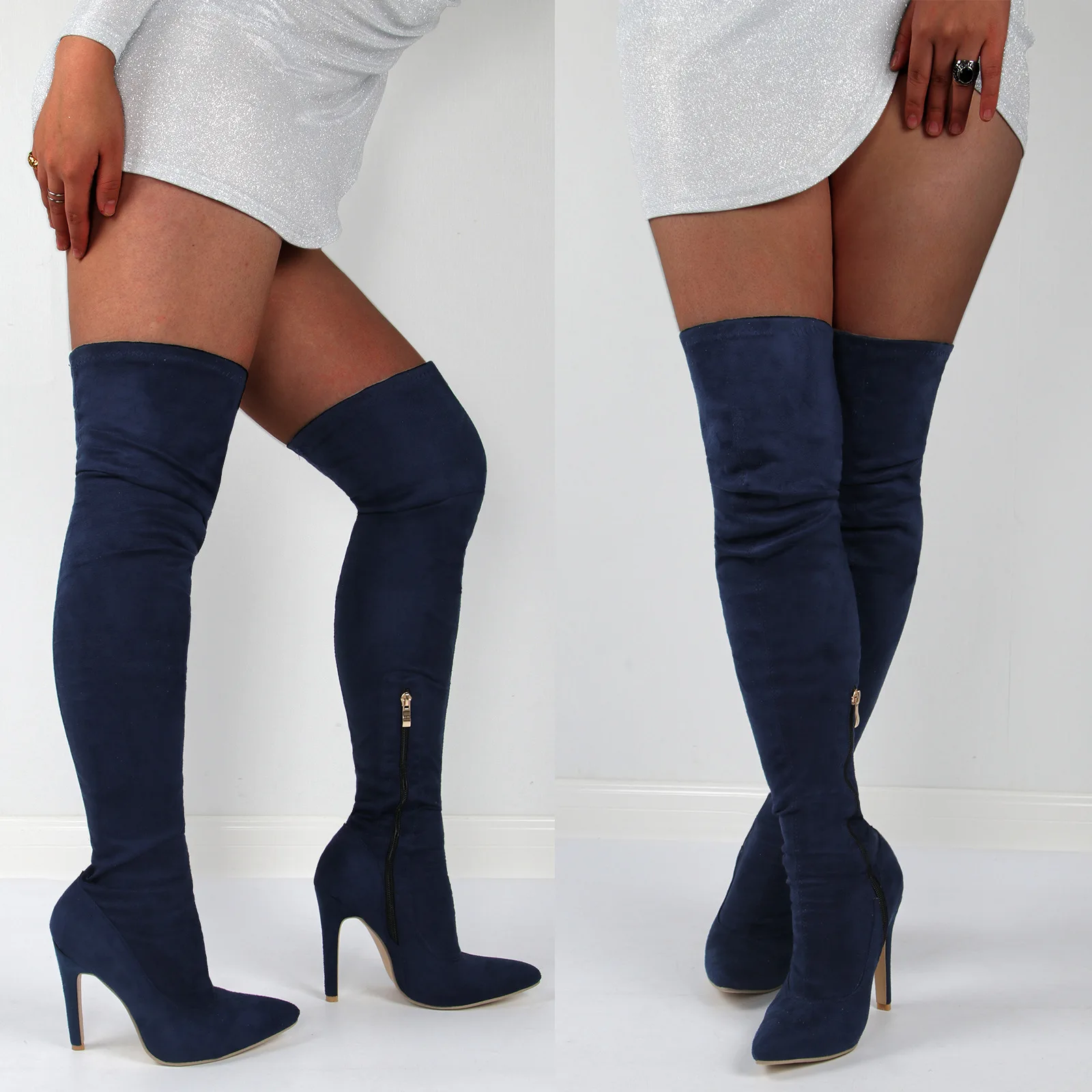 

Stretch Overknee Stiletto Leather Sock Women Thigh High Crotch Boots Pointed Toe Sexy Ladies High Heel Runway Trendy Shoe Woman