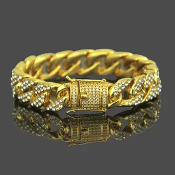 Hip Hop Men's Micro pave Cubic Zirconia Cuban Gold Bracelet Ice Out Miami Bracelet Jewelry
Hip Hop Men's Micro pave Cubic Zirconia Cuban Gold Bracelet Ice Out Miami Bracelet Jewelry