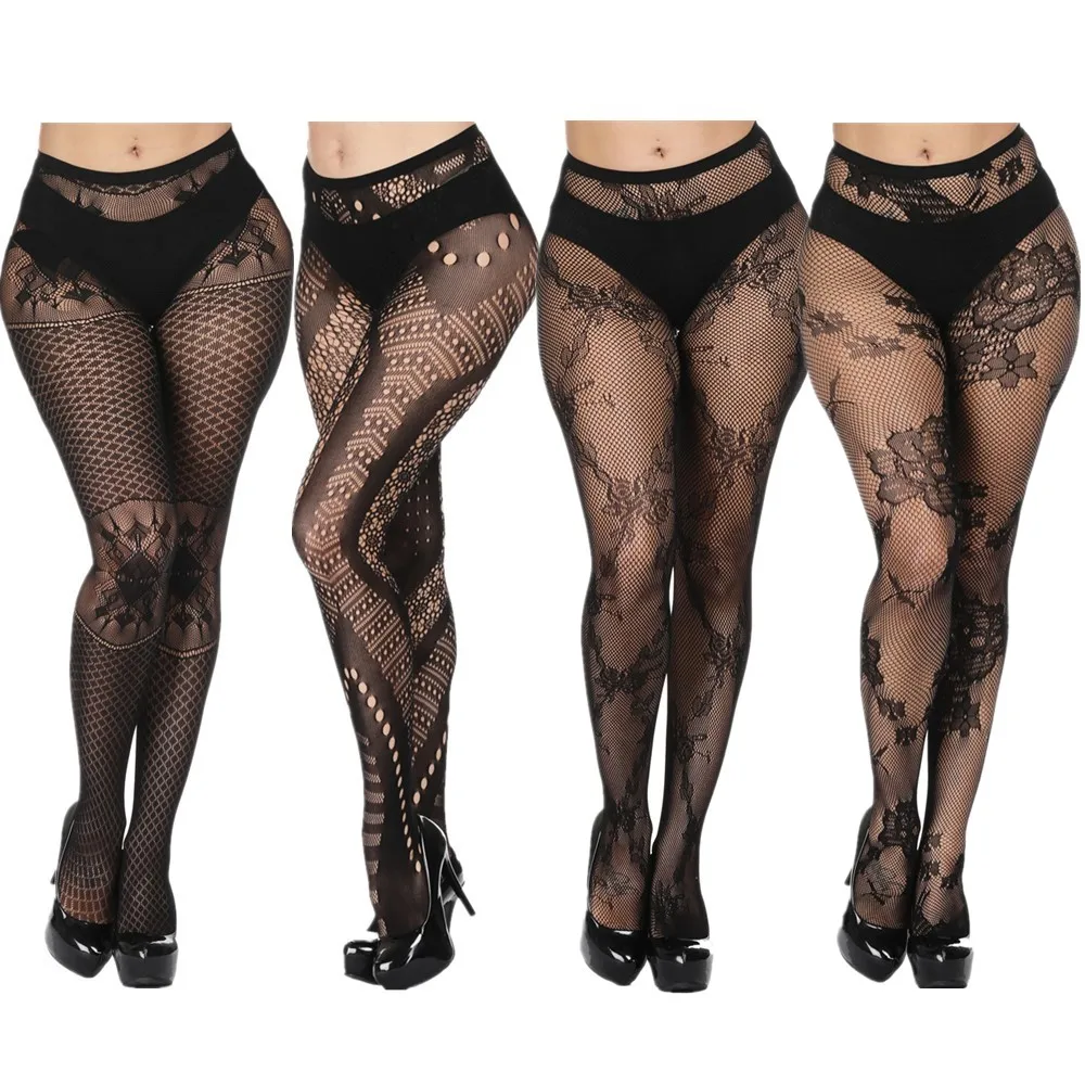 

4Pairs/lot Women Bodystocking Sexy Lingerie Pantyhose Erotic Lingerie Body Stockings Of Large Size Tights Plus Size Women Tights