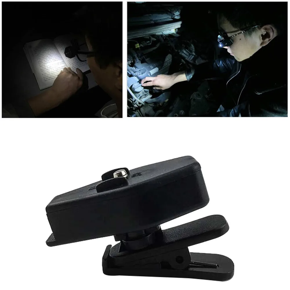 Mini LED Flashlight Outdoor Fishing Light Adjustable Angle Glasses Light Glasses Clip Cap Clip Flashlight Portable Reading Light