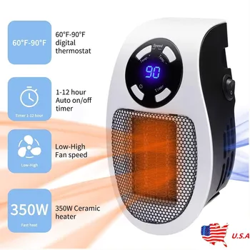 600W Portable Ceramic Mini Space Air Heater Plug-in Wall-Outlet Portable with Timer and LED Display For House Home Room US Plug
600W Portable Ceramic Mini Space Air Heater Plug-in Wall-Outlet Portable with Timer and LED Display For House Home Room US Plug