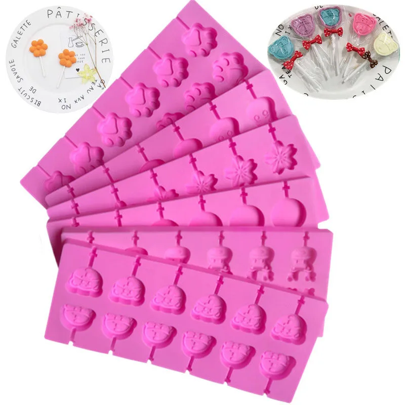 Silicone 15 Kinds Lollipop Candy Cake Baking Molds Chocolate Decorating Pastry Bake Bakeware Tool Lollipops Mold |