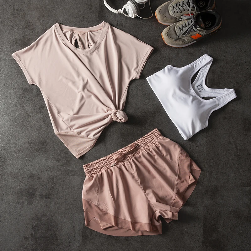 Sport Short for Women Sportswear+Workout Clothes Hollow Back Design T-shirt+bra Sport Set Gym Run Quick Dry Sports Suit 3 Pieces
Sport Short for Women Sportswear+Workout Clothes Hollow Back Design T-shirt+bra Sport Set Gym Run Quick Dry Sports Suit 3 Pieces