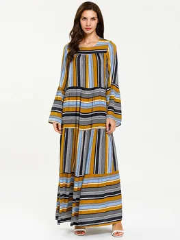 vestidos Women Stripe patchwork Long dress Muslim Evening Hijab dress gamis muslim wanita Robe Arabic turkey islamic abaya dress 
vestidos Women Stripe patchwork Long dress Muslim Evening Hijab dress gamis muslim wanita Robe Arabic turkey islamic abaya dress
