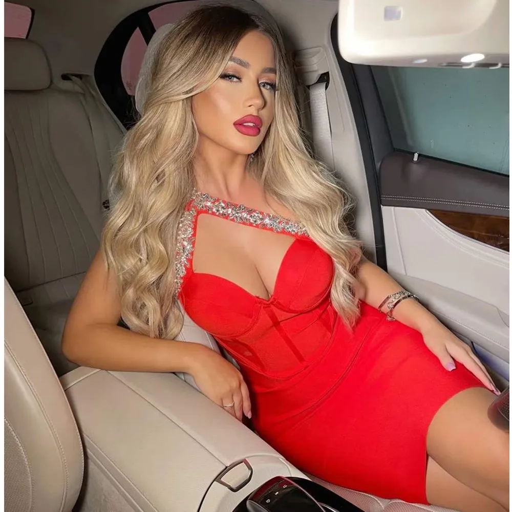 Women Summer Sexy One Shoulder Crystal Diamonds Black Red Mini Bodycon Bandage Dress 2021 Elegant Evening Party Dress Vestidos
Women Summer Sexy One Shoulder Crystal Diamonds Black Red Mini Bodycon Bandage Dress 2021 Elegant Evening Party Dress Vestidos