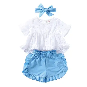 HOT Summer Baby Girls Toddler Girl Shorts Set Flare Sleeve Solid Print T-shirt Tops+Shorts Headband Suits Costume Set0
HOT Summer Baby Girls Toddler Girl Shorts Set Flare Sleeve Solid Print T-shirt Tops+Shorts Headband Suits Costume Set0