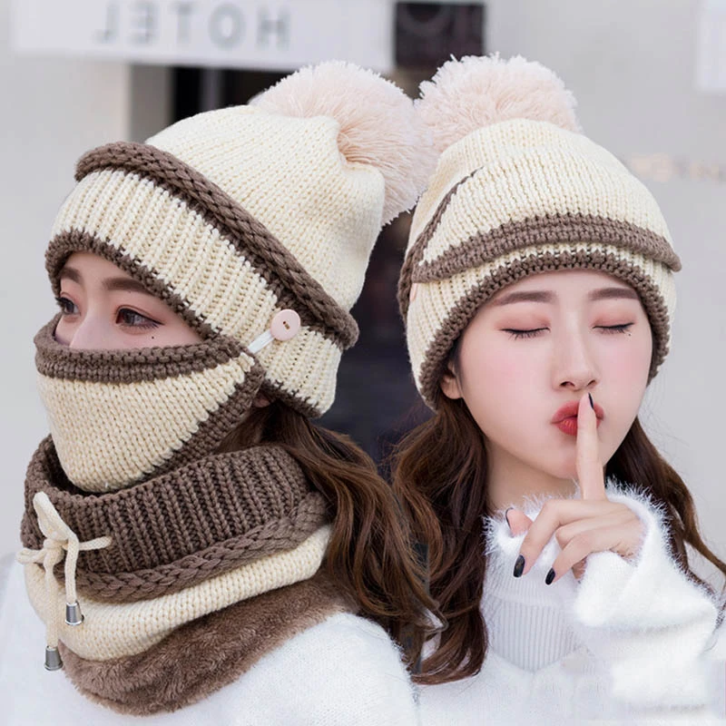 Winter Women Velvet Warm Cold Ear Protection Riding Windproof Hat Scarf Mask 3Pcs Knit Beanie Cap Windproof Ski Slouchy Cap Set
Winter Women Velvet Warm Cold Ear Protection Riding Windproof Hat Scarf Mask 3Pcs Knit Beanie Cap Windproof Ski Slouchy Cap Set