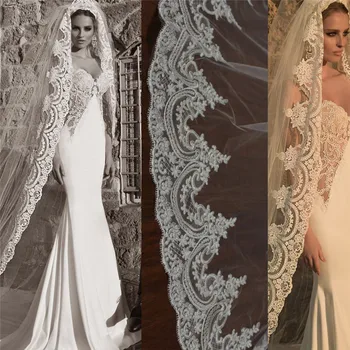 2019 Long Cathedral Wedding Veil Lace Appliqued Edge 3*1.5M Length One Layer Bridal Veil With Comb
2019 Long Cathedral Wedding Veil Lace Appliqued Edge 3*1.5M Length One Layer Bridal Veil With Comb